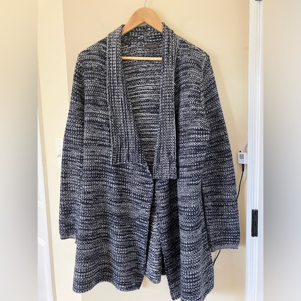 The Limited Long Knit Cardigan Sweater Marled Blue. Size M